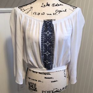 White Summer Gypsy Cropped Blouse